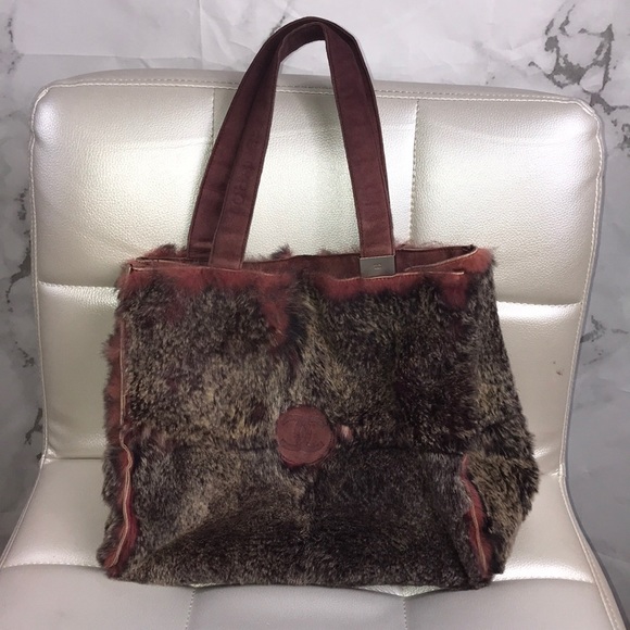 CHANEL Handbags - Chanel rabbit fur red hand bag purse